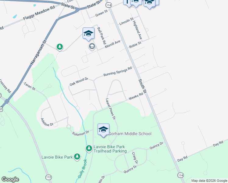 map of restaurants, bars, coffee shops, grocery stores, and more near 6 Winterberry Drive in Gorham