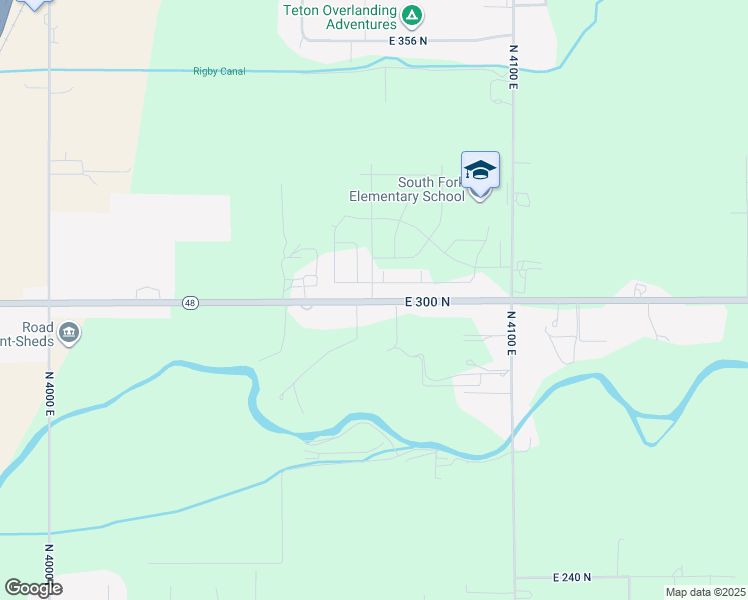 map of restaurants, bars, coffee shops, grocery stores, and more near 4075 East 300 North in Rigby
