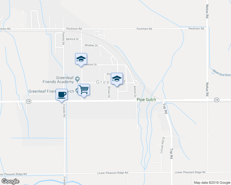 map of restaurants, bars, coffee shops, grocery stores, and more near 20567 Whittier Drive in Greenleaf