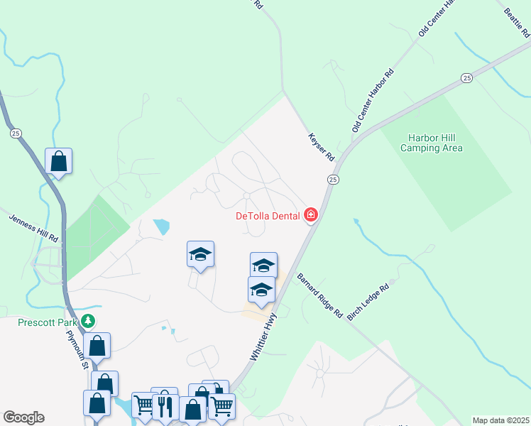 map of restaurants, bars, coffee shops, grocery stores, and more near 6 True Road in Meredith