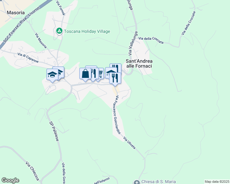 map of restaurants, bars, coffee shops, grocery stores, and more near 24 Via Santo Stefano in Montopoli