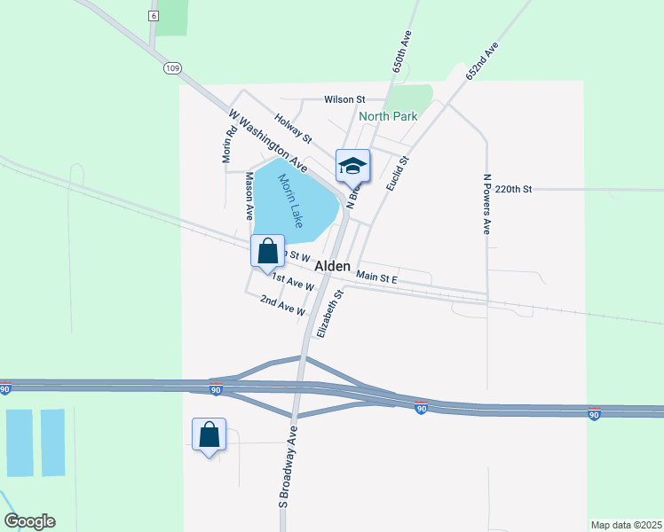 map of restaurants, bars, coffee shops, grocery stores, and more near in Alden