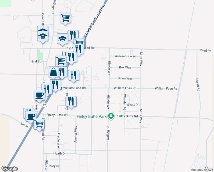 map of restaurants, bars, coffee shops, grocery stores, and more near 16609 Dillon Way in La Pine