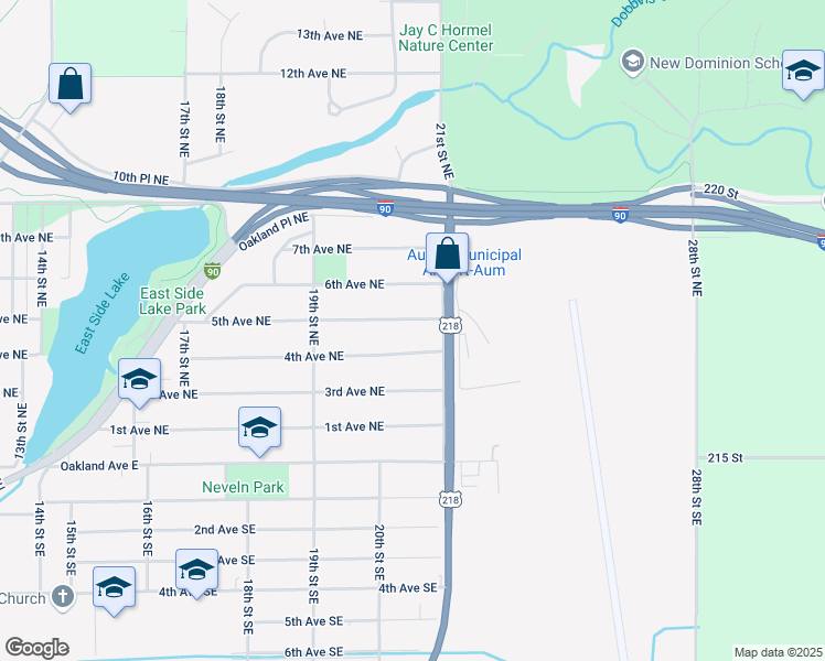 map of restaurants, bars, coffee shops, grocery stores, and more near 2105 5th Avenue Northeast in Austin
