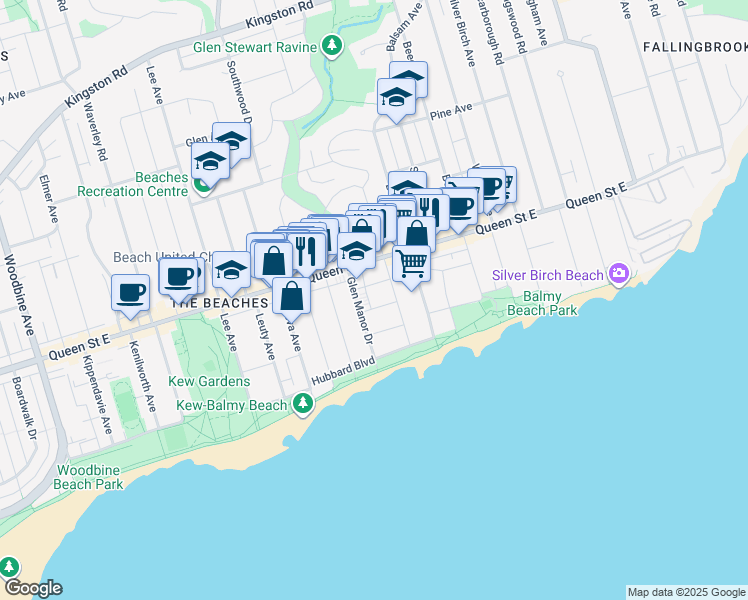 map of restaurants, bars, coffee shops, grocery stores, and more near in Toronto