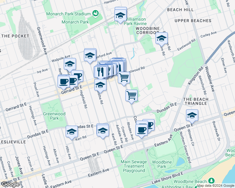 210 Rhodes Avenue, Toronto ON Walk Score