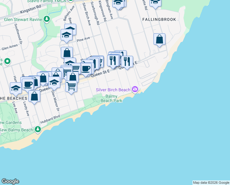 map of restaurants, bars, coffee shops, grocery stores, and more near in Toronto