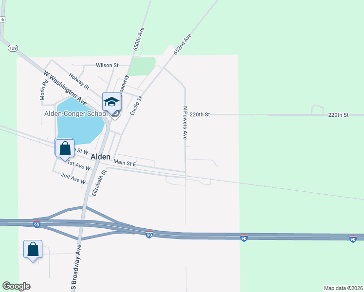 map of restaurants, bars, coffee shops, grocery stores, and more near 194 North Powers Avenue in Alden