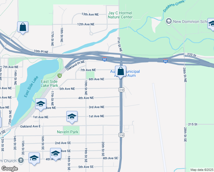 map of restaurants, bars, coffee shops, grocery stores, and more near 2105 5th Avenue Northeast in Austin