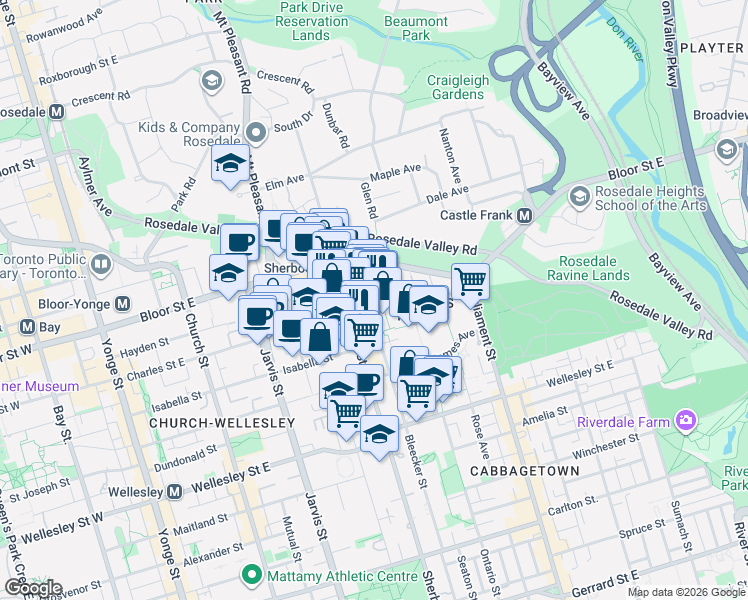 map of restaurants, bars, coffee shops, grocery stores, and more near 25 Howard Street in Toronto
