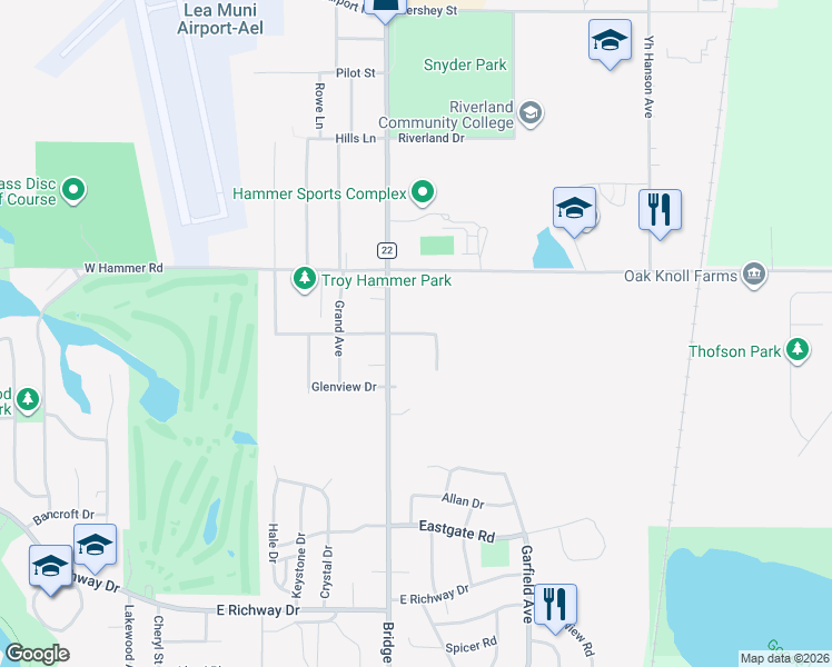 map of restaurants, bars, coffee shops, grocery stores, and more near 802 Troy Road in Albert Lea