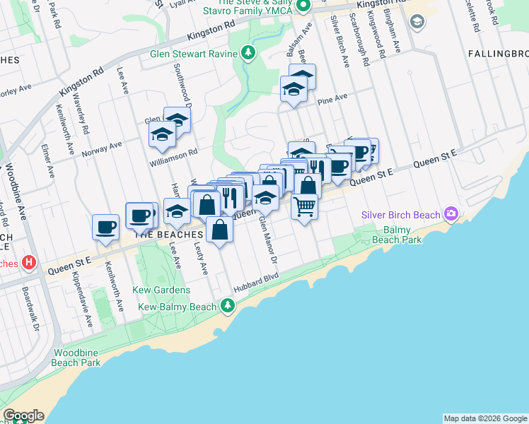 map of restaurants, bars, coffee shops, grocery stores, and more near in Toronto
