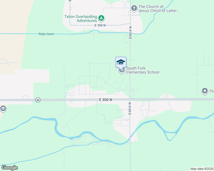 map of restaurants, bars, coffee shops, grocery stores, and more near 4077-4099 East 300 North in Rigby