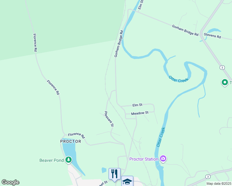 map of restaurants, bars, coffee shops, grocery stores, and more near 56 Gorham Bridge Road in Proctor