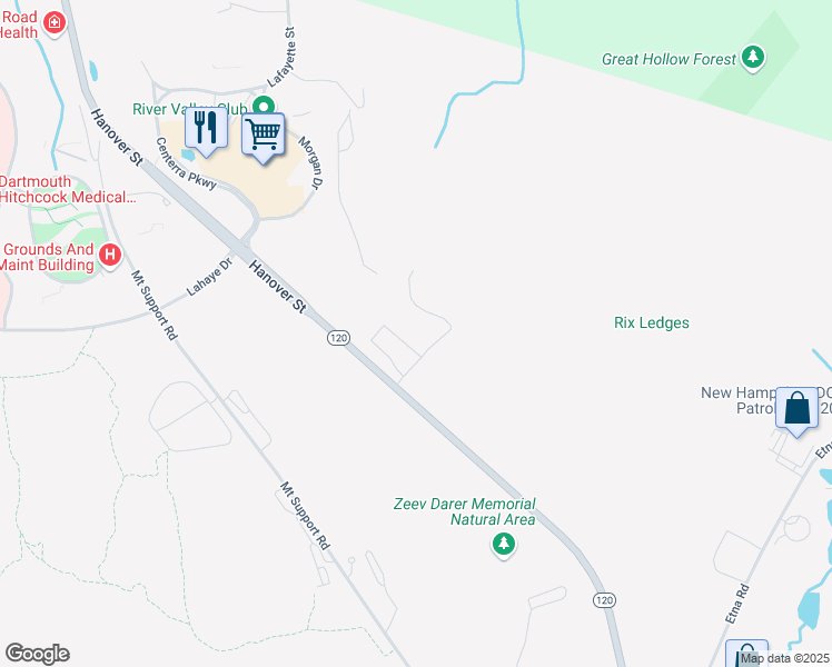 map of restaurants, bars, coffee shops, grocery stores, and more near 6 Merchant Street in Lebanon