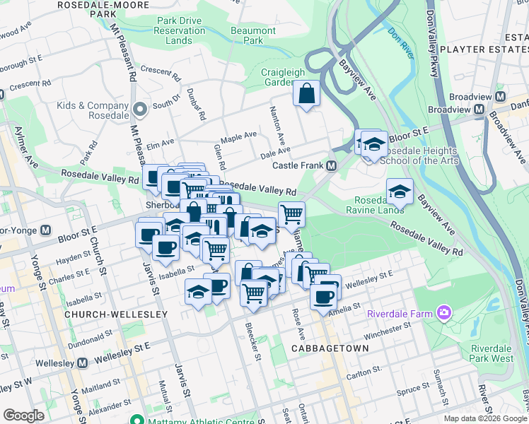 map of restaurants, bars, coffee shops, grocery stores, and more near 9 Edgedale Road in Toronto