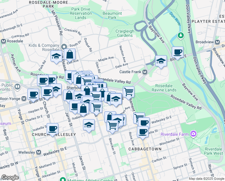 map of restaurants, bars, coffee shops, grocery stores, and more near 9 Edgedale Road in Toronto