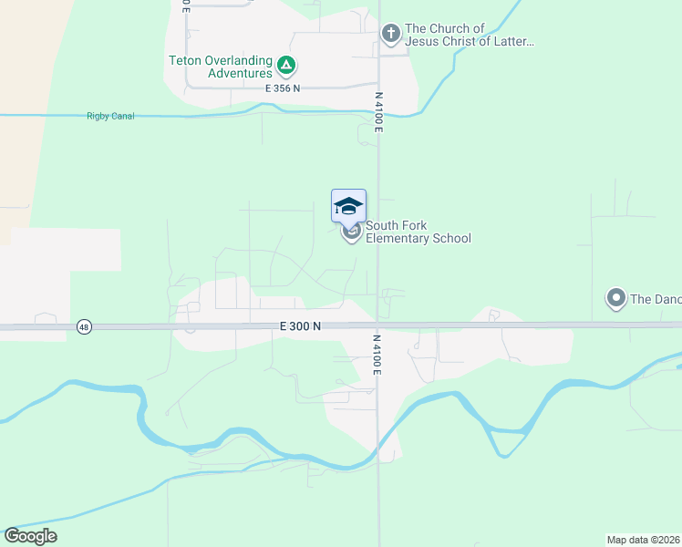 map of restaurants, bars, coffee shops, grocery stores, and more near 327 North 4100 East in Rigby