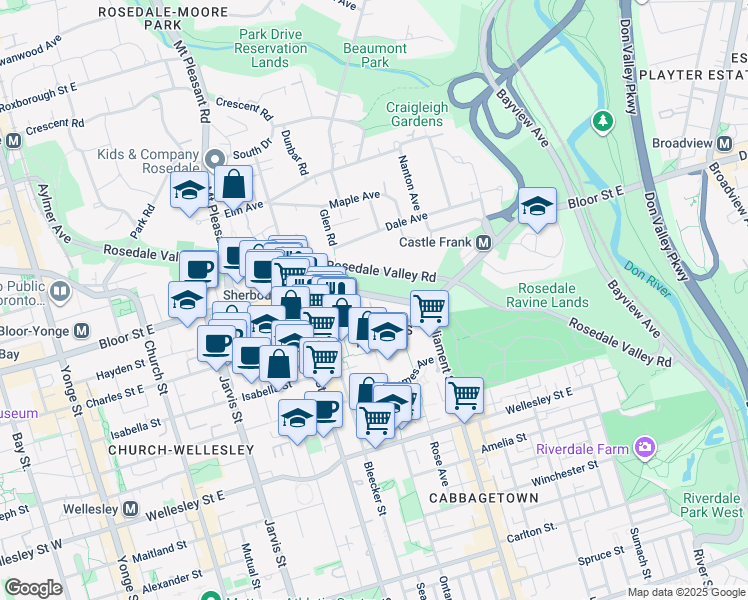 map of restaurants, bars, coffee shops, grocery stores, and more near in Toronto