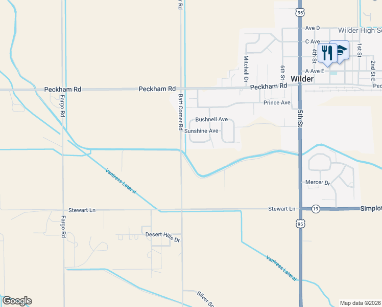 map of restaurants, bars, coffee shops, grocery stores, and more near 1129 Karn Avenue in Wilder