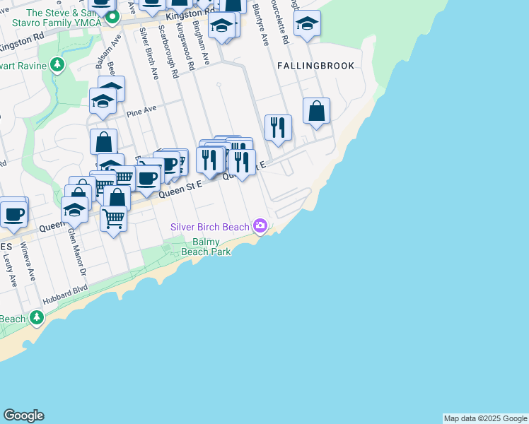 map of restaurants, bars, coffee shops, grocery stores, and more near 8 Nursewood Road in Toronto