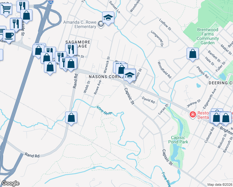 map of restaurants, bars, coffee shops, grocery stores, and more near in Portland