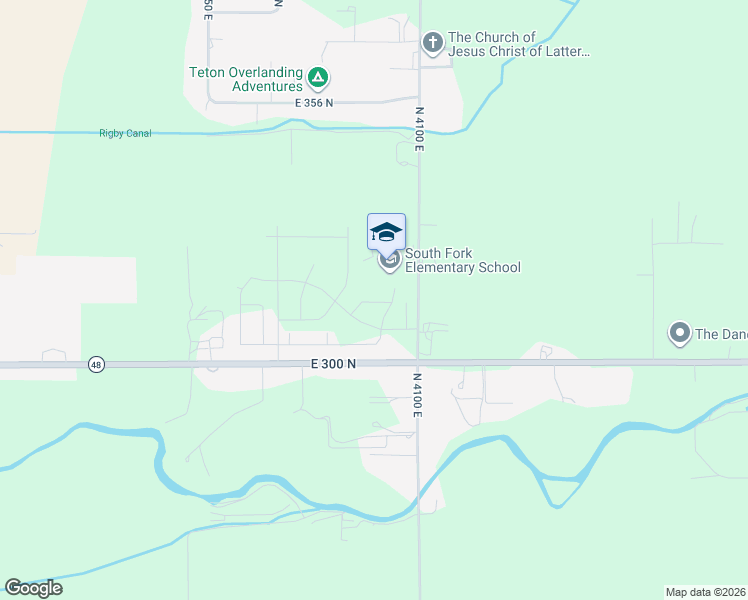 map of restaurants, bars, coffee shops, grocery stores, and more near 327 North 4100 East in Rigby