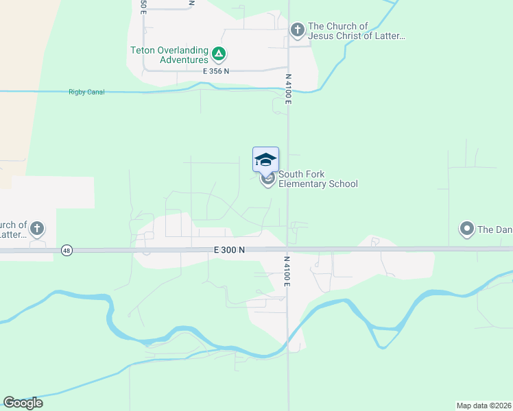 map of restaurants, bars, coffee shops, grocery stores, and more near 327 North 4100 East in Rigby