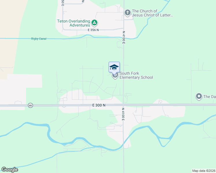 map of restaurants, bars, coffee shops, grocery stores, and more near 327 North 4100 East in Rigby
