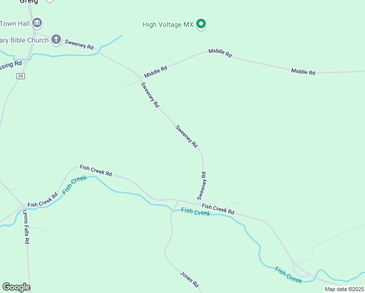 map of restaurants, bars, coffee shops, grocery stores, and more near 7248 Sweeney Road in Lyons Falls
