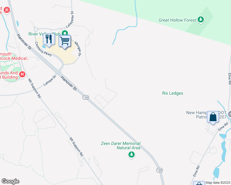 map of restaurants, bars, coffee shops, grocery stores, and more near 6 Merchant Street in Lebanon
