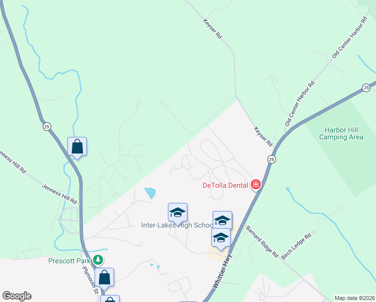 map of restaurants, bars, coffee shops, grocery stores, and more near 20 True Road in Meredith