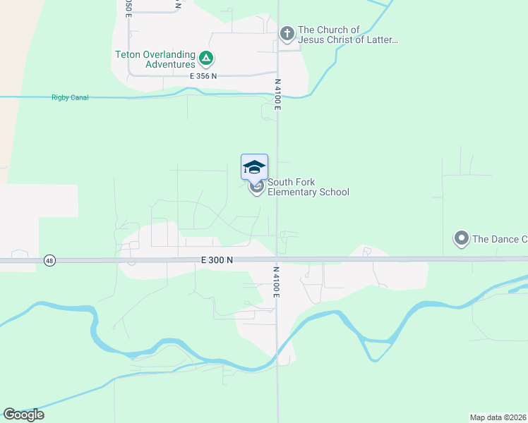 map of restaurants, bars, coffee shops, grocery stores, and more near 315 North 4100 East in Rigby