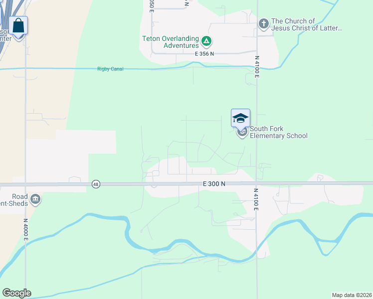 map of restaurants, bars, coffee shops, grocery stores, and more near 115 North Hailey Creek Avenue in Rigby