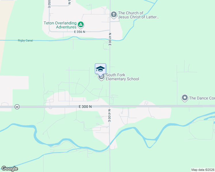 map of restaurants, bars, coffee shops, grocery stores, and more near 315 North 4100 East in Rigby