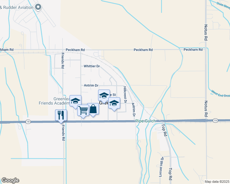 map of restaurants, bars, coffee shops, grocery stores, and more near 20701 Whittier Drive in Greenleaf