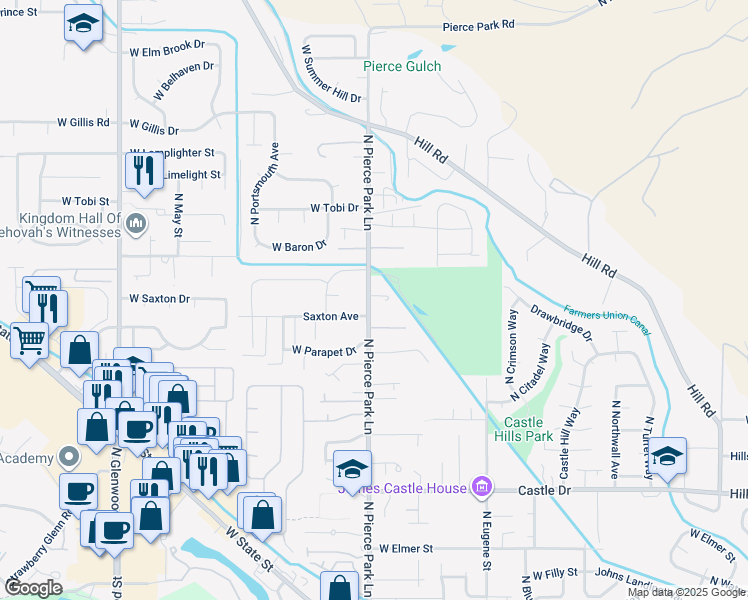 map of restaurants, bars, coffee shops, grocery stores, and more near 5716 North Pierce Park Lane in Boise