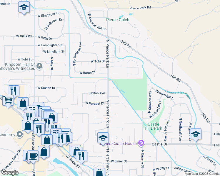 map of restaurants, bars, coffee shops, grocery stores, and more near 5716 North Pierce Park Lane in Boise