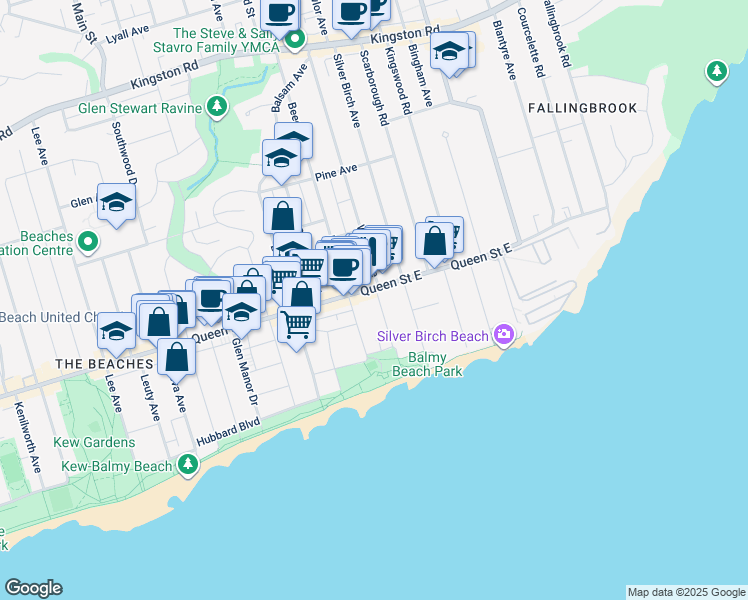 map of restaurants, bars, coffee shops, grocery stores, and more near in Toronto