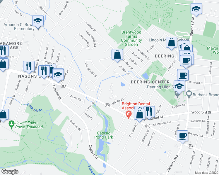 map of restaurants, bars, coffee shops, grocery stores, and more near 60 Glenridge Drive in Portland