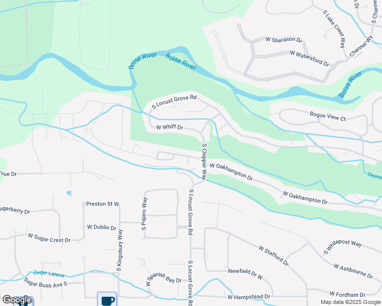 map of restaurants, bars, coffee shops, grocery stores, and more near 1592 W Hampton Bay Drive in Eagle