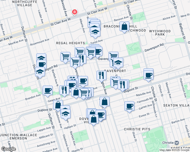 map of restaurants, bars, coffee shops, grocery stores, and more near 37 Somerset Avenue in Toronto
