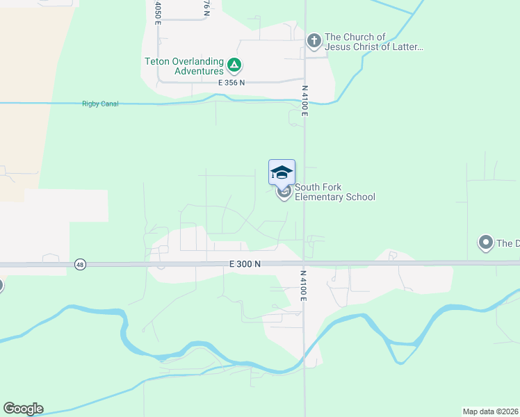 map of restaurants, bars, coffee shops, grocery stores, and more near 327 North 4100 East in Rigby