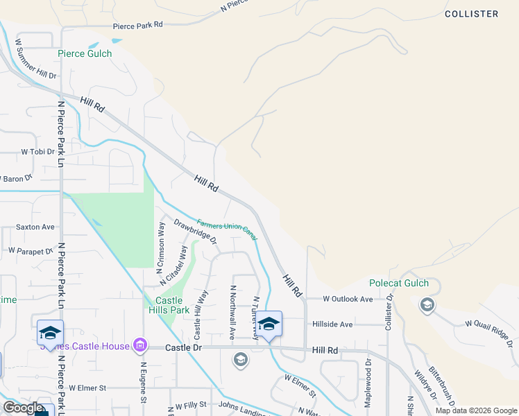 map of restaurants, bars, coffee shops, grocery stores, and more near 5426 Hill Road in Boise