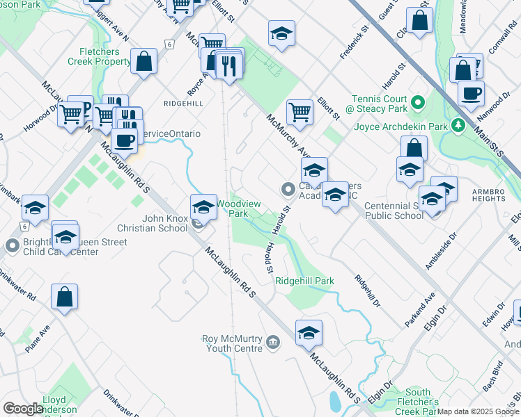 map of restaurants, bars, coffee shops, grocery stores, and more near 116 Corby Crescent in Brampton