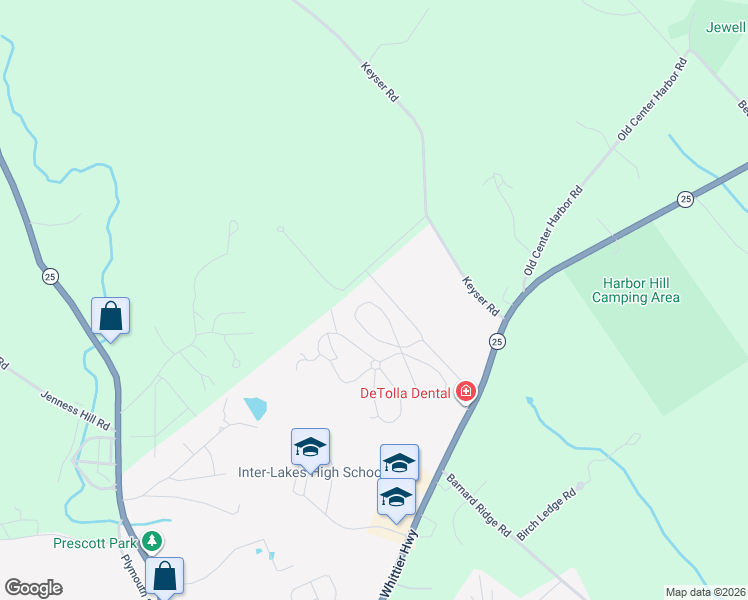 map of restaurants, bars, coffee shops, grocery stores, and more near 14-24 True Road in Meredith