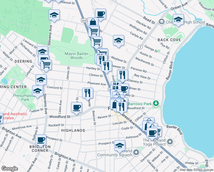 map of restaurants, bars, coffee shops, grocery stores, and more near in Portland