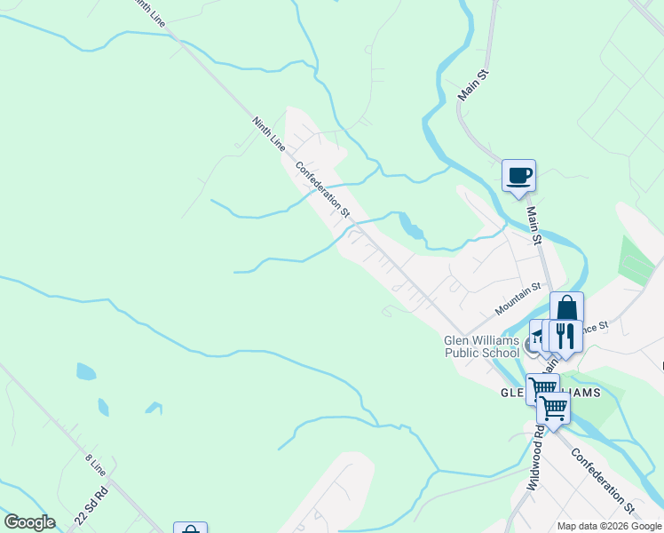 map of restaurants, bars, coffee shops, grocery stores, and more near 152 Confederation Street in Halton Hills