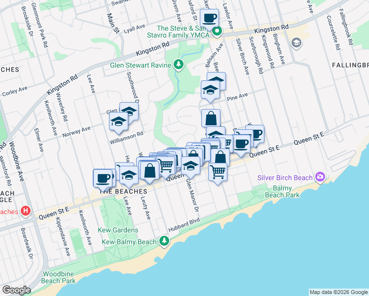 map of restaurants, bars, coffee shops, grocery stores, and more near in Toronto