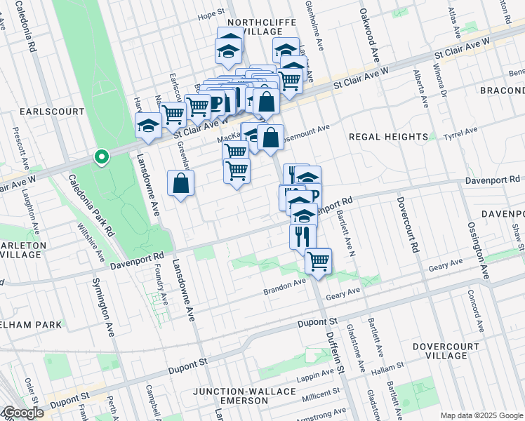 map of restaurants, bars, coffee shops, grocery stores, and more near 37 Ashburnham Road in Toronto